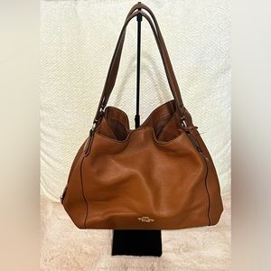 Coach Edie Brown Pebbled Leather Shoulder Tote Hobo 3 Compartment Bag